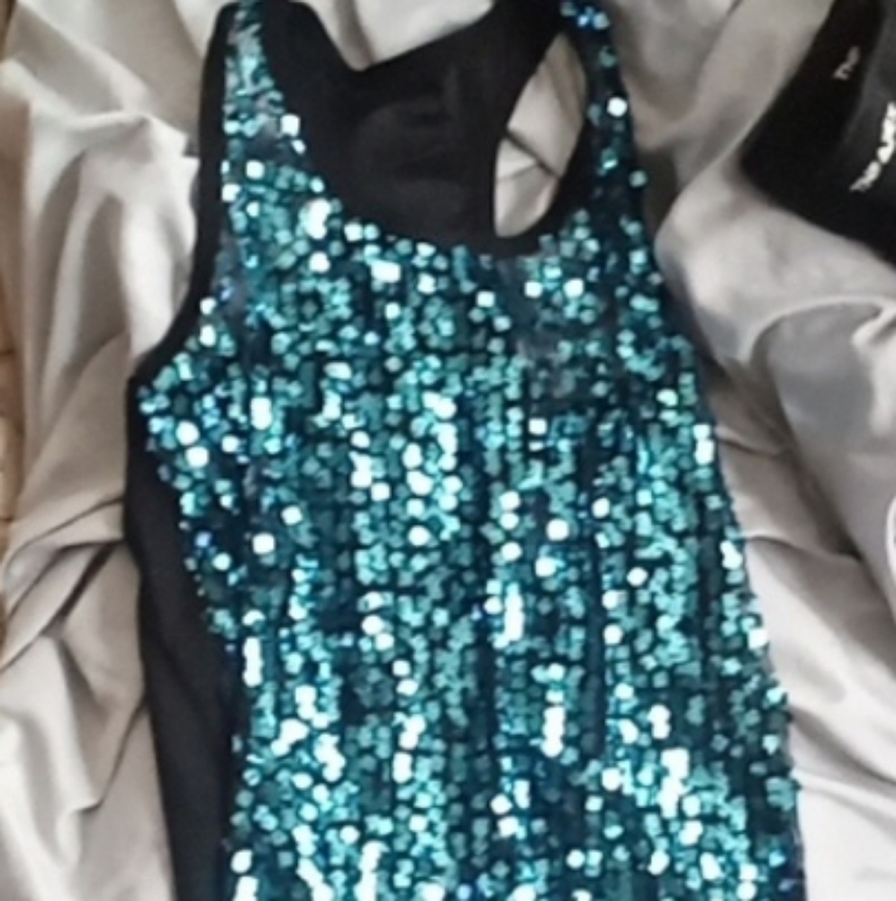 Women's Exotic Blue Sequin Tank Top...New...Small